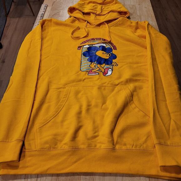 Yellow Surrender to the Flow Flower Man Hoodie Large  24" Pit2pit - Picture 1 of 9